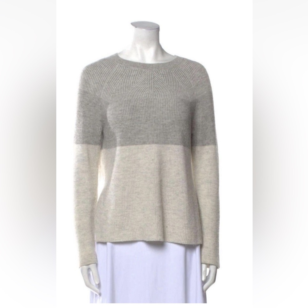 Vince Gray and Cream Crew Neck Sweater